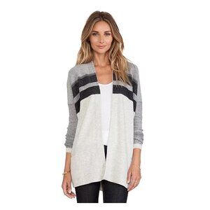 VINCE Variegated Wool & Cashmere Open Front Cardigan Pockets